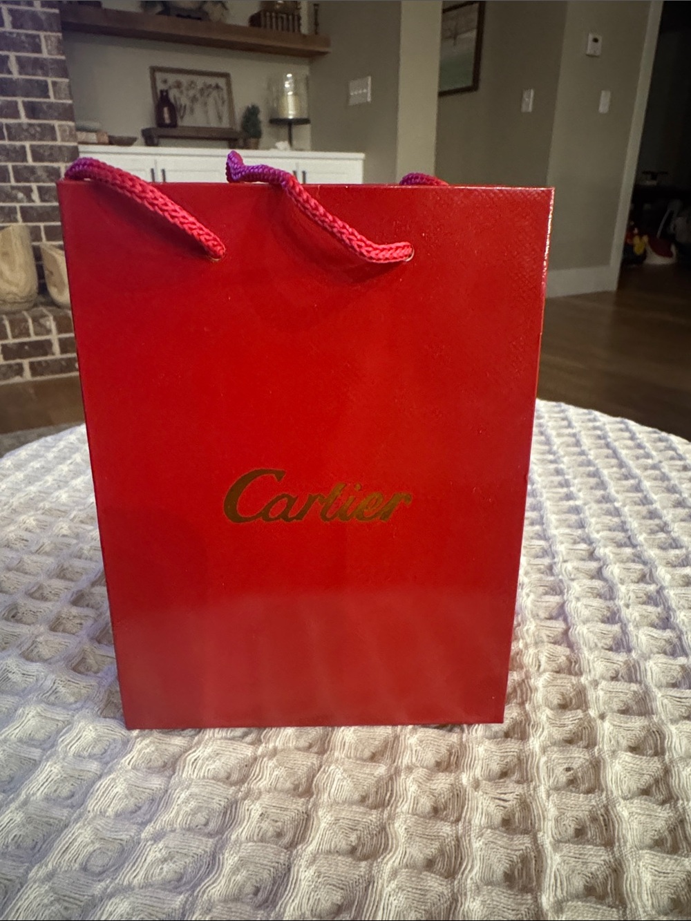 Red Gift Tote with Gold Logo
